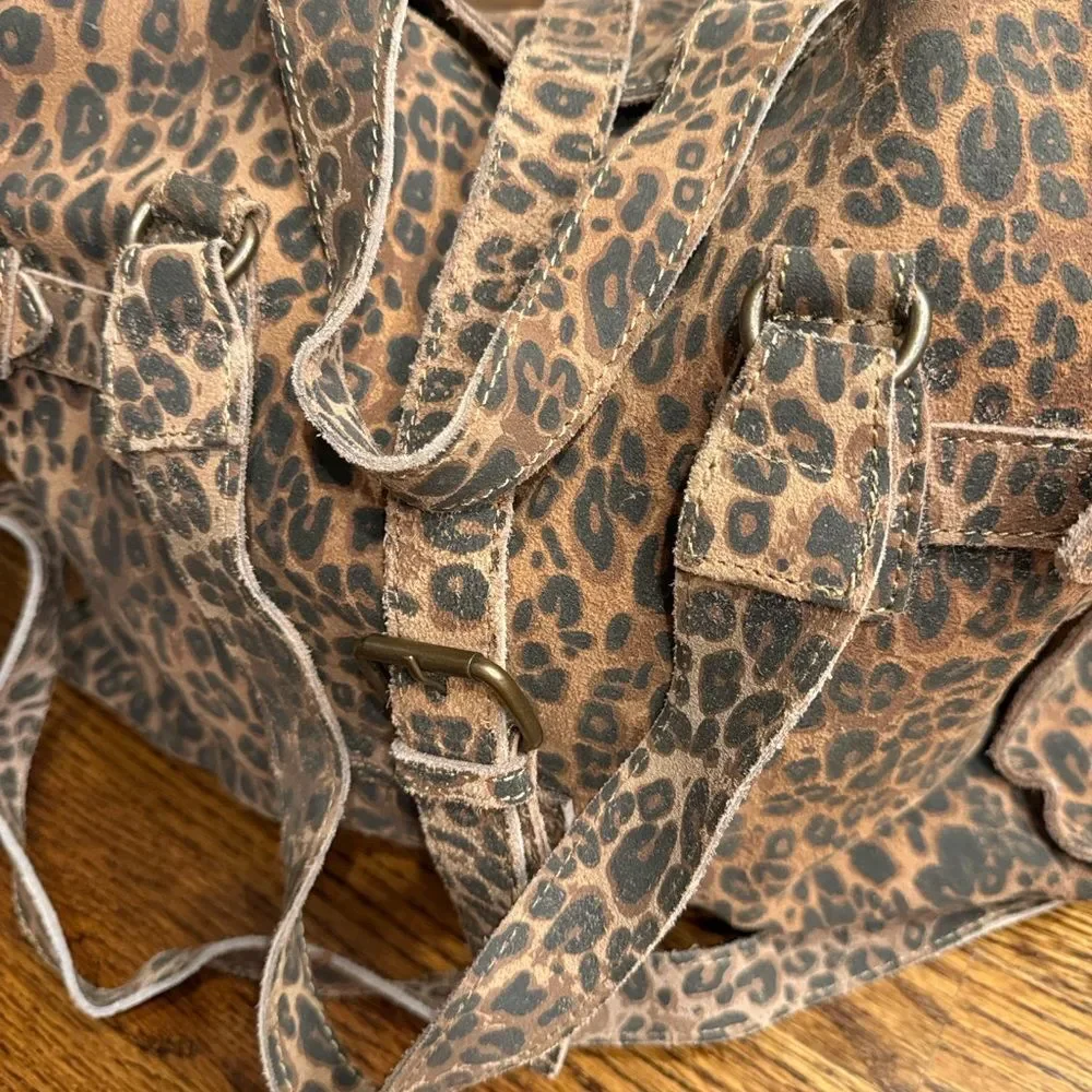 Free People Wild Thing Leather Leopard Tote